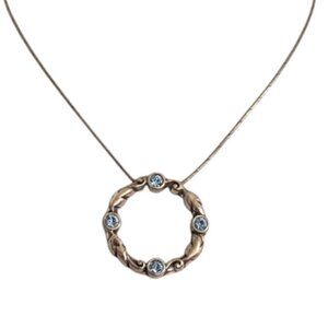 Brighton Silver-Tone Circle Pendant Necklace with Blue Crystals 💎✨